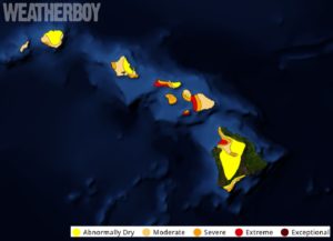 A prolonged, serious drought continues to impact many parts of the state of Hawaii. Image: weatherboy.com