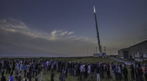 A previous launch at NASA Wallops Flight Facility is watched by hundreds of spectators. Image: NASA