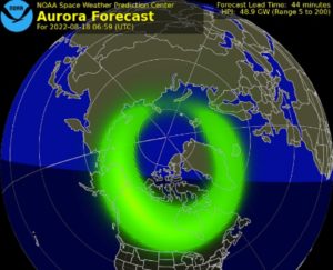 NOAA's Space Weather Prediction Center uses the OVATION Aurora Model to depict where the Northern Lights can shine during a geomagnetic disturbance. Image: SWPC