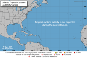 No tropical cyclone formation is expected in the Atlantic over the next 5 days. Image: NHC