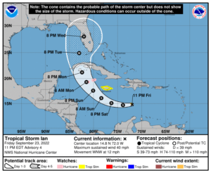 Latest forecast track from the National Hurricane Center. Image: NHC