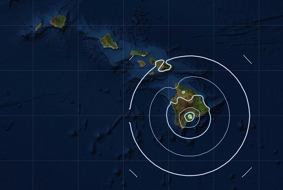 A magnitude 4.5 earthquake struck the Big Island of Hawaii this afternoon. Image: USGS