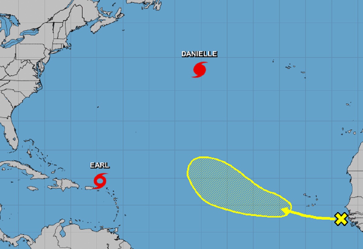 Three systems are being monitored by the National Hurricane Center in the Atlantic.  Image: NHC