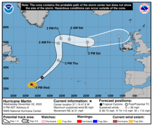 Latest track for Hurricane Martin. Image: NHC