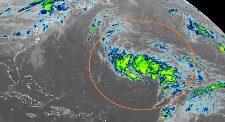 A very large area of disturbed weather could evolve into a December tropical or subtropical storm in the coming days. Image: NOAA