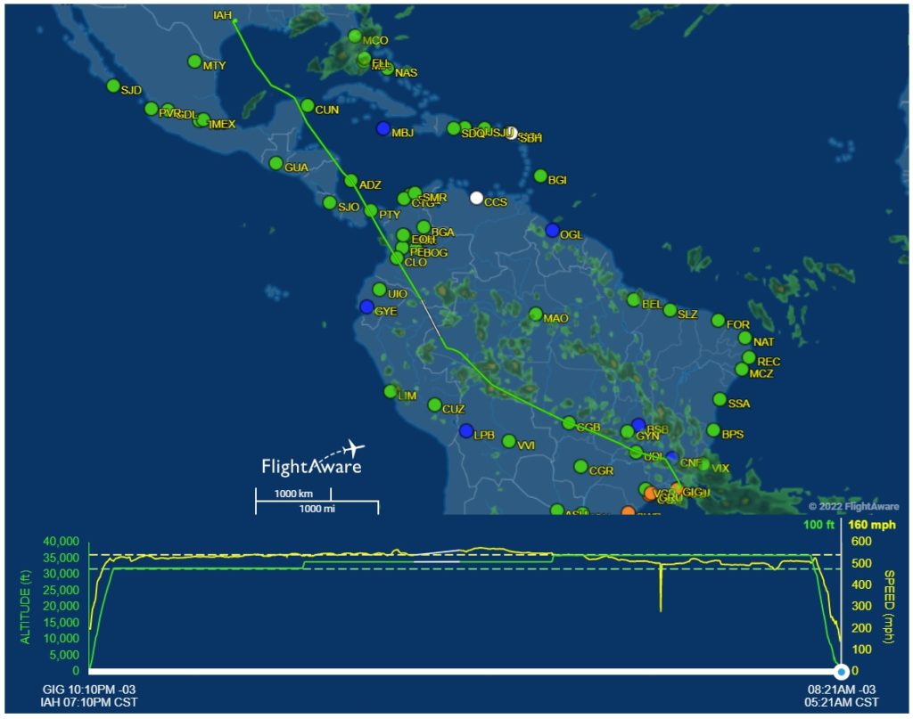 Flight tracking website FlightAware showed the path the flight that encountered turbulence took. Image: FlightAware