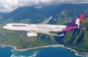 A Hawaiian Airlines Airbus 330 aircraft, such as this one pictured, encountered extreme turbulence in the last half hour of its flight from Phoenix to Honolulu today. Image: Hawaiian Airlines