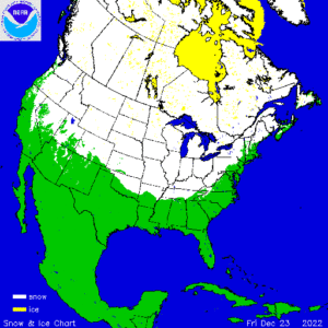 The white area on this map reflects NOAA's last report of snow cover across the U.S. as of Friday night. Image: NOAA