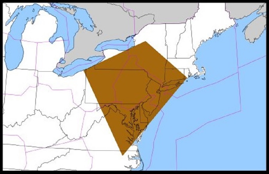The area in brown is under an alert for severe turbulence. Image: National Weather Service Aviation Weather Center