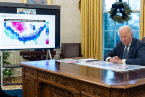 President Joe Biden conducts a weather briefing in the White House ahead of the Bomb Cyclone's impact. Image: The White House