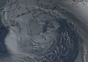 The GOES-East weather satellite photographed what appears to be a mini-hurricane well east of New Jersey today. Image: NOAA
