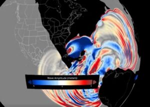 The simulation shows how the mega-tsunami traveled around the globe more than 60 million years ago. Image: NOAA