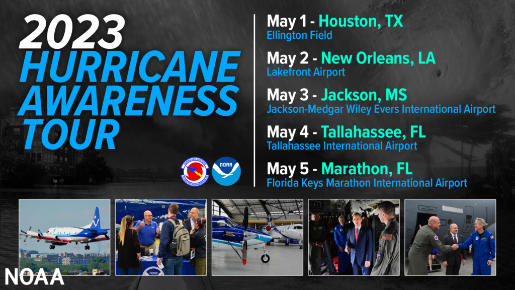 The 2023 Hurricane Awareness tour starts in Houston on May 1 and ends in Marathon on May 5. Image: NOAA NWS