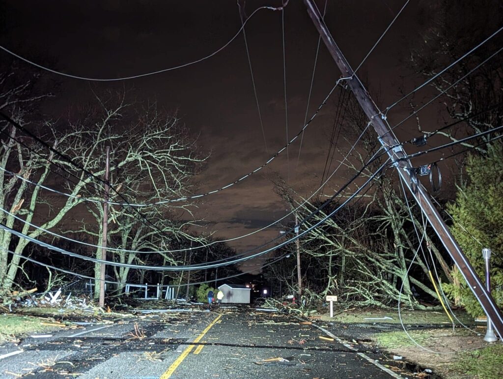 Tornadoes created damage throughout New Jersey, including here in Jackson Township in Ocean County. Image: Ocean County Sheriff's Department