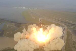 Starship and its Super Heavy booster lift off in a spectacular launch at Starbase in south Texas on the morning of April 20. Image: SpaceX