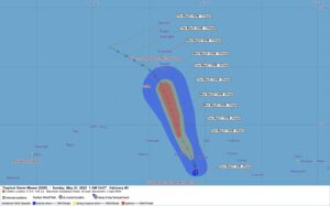 Latest forecast track for Mawar. Image: NWS