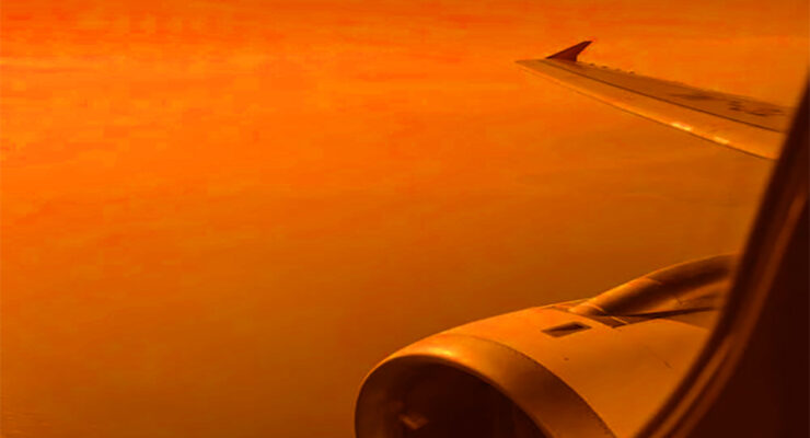 The sky has turned a deep orange due to the presence of thick wildfire smoke around the northeast, impacting air traffic at some of the northeast's busiest airports. Image: Weatherboy