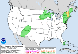 The National Weather Service is also concerned about flood threats in the northeast on Thursday. Image: NWS WPC