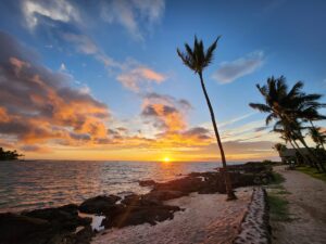 Tropical Storm Calvin, or what's left of it, is providing spectacular sunsets for people in Hawaii. This is the view last night from Rosewood's Kona Village Resort beach on the Big Island of Hawaii, just north of Kona International Airport. Image: Weatherboy