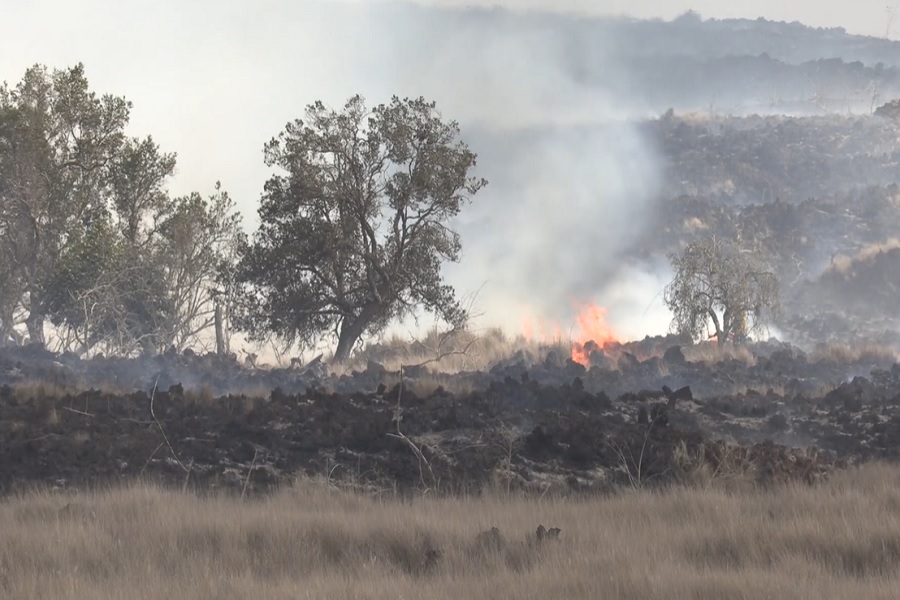 File footage from the 17,000 acre "Leilani" Fire which broke out on the Big Island of Hawaii last year. Image: DNLR