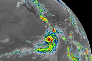 Current satellite view of Hurricane Hilary from the GOES-West weather satellite. Image: NOAA