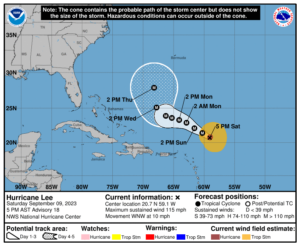 The latest official forecast track from the National Hurricane Center. Image: NHC