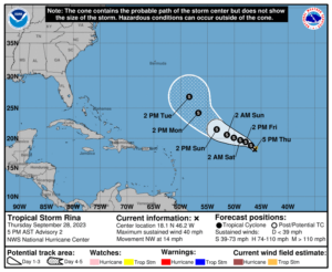 Rina is expected to move north and west over time. Image: NHC