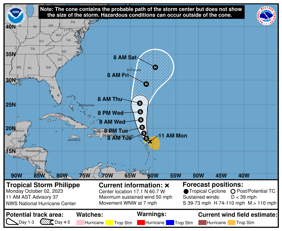 Tropical Storm Philippe heads for Bermuda as hurricane center tracks new  system – Orlando Sentinel