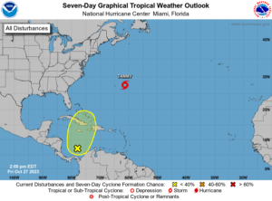 The area in yellow could have a developing tropical cyclone over the next 7 days. Image: NHC