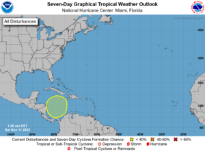 Latest Tropical Outlook shows not much is expected over the next 7 days in the Tropical Atlantic. Image: NHC