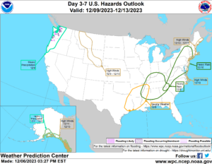 Multiple hazards are expected as the frontal system moves across the eastern U.S. this weekend.  Image: NWS