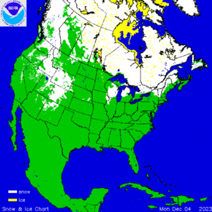 This map reflects current snow cover over North America through December 5, 2023. Image: NOAA /  NOHRSC
