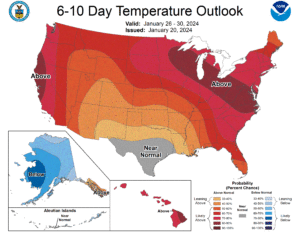 Most of the U.S. will see above-normal temperatures for the balance of the month. Image: NOAA CPC