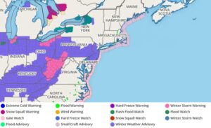 Winter Weather Advisories and Winter Storm Warnings are in effect for this next round of snow. Image: weatherboy.com