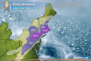 A broader area of 6-12" of snow will now fall from northeastern Pennsylvania and northwestern New Jersey into southern New England. Image: Weatherboy