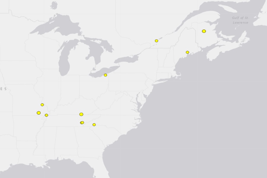 Each yellow dot represents the epicenter of an earthquake to strike over the last 7 days. Image: USGS