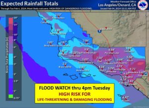 Extremely heavy rain is expected to fall over southern California. Image: NWS