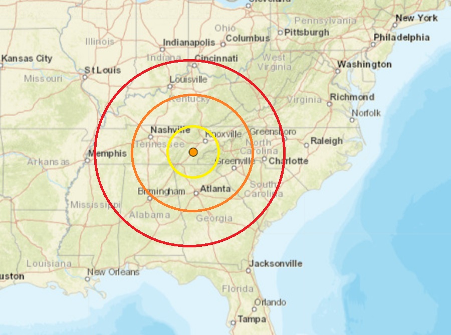 An earthquake shakes central Tennessee