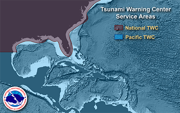 Both U.S. based tsunami warning centers will participate in this drill. Image: NWS