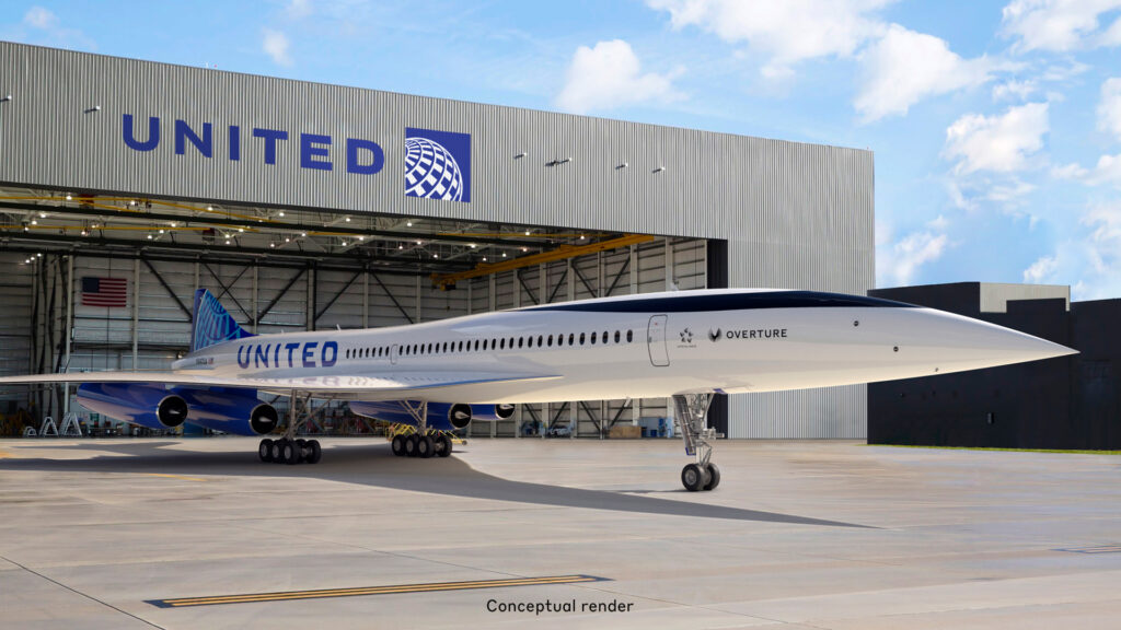 United Airlines is the first airline to commit to purchasing the new supersonic aircraft for passenger service. Image: United Airlines 