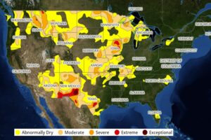 The latest Drought Monitor update released today shows drought is contained to small portions of the northwest and central states. Image: weatherboy.com