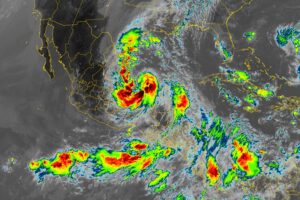 Latest image from the GOES-East weather satellite shows the swirling clouds around Tropical Storm Alberto in the Gulf of Mexico. Image: NOAA