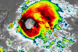 Latest enhanced weather satellite view of Hurricane Beryl.  Image: NOAA