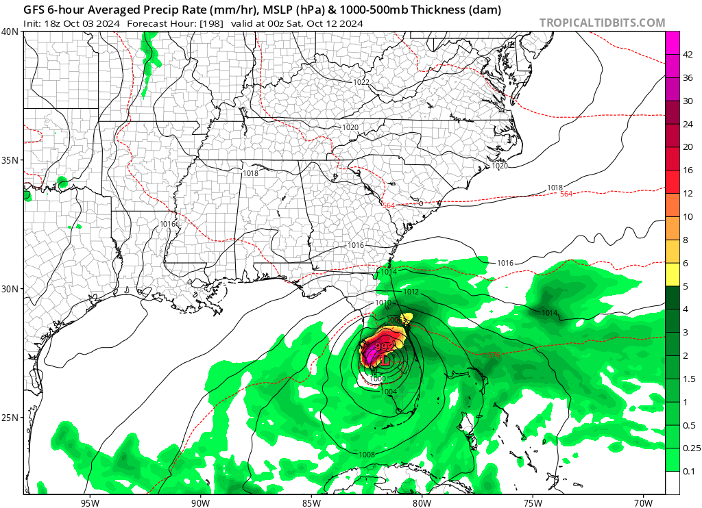 Many forecast models, including this American GFS computer model, suggest a tropical cyclone could form in the Gulf of Mexico next week and impact Florida by the following weekend. Image: tropicaltidbits.com