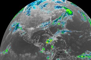 The latest GOES-East satellite view shows tranquility in the tropics with no tropical cyclone threats near the U.S. East and Gulf Coast and Hawaii as the hurricane season ends in both places tomorrow. Image: NOAA