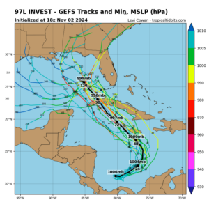 Computer forecast model data have not painted a clear picture of the future of the likely Gulf disturbance.  Image: tropicaltidbits.com