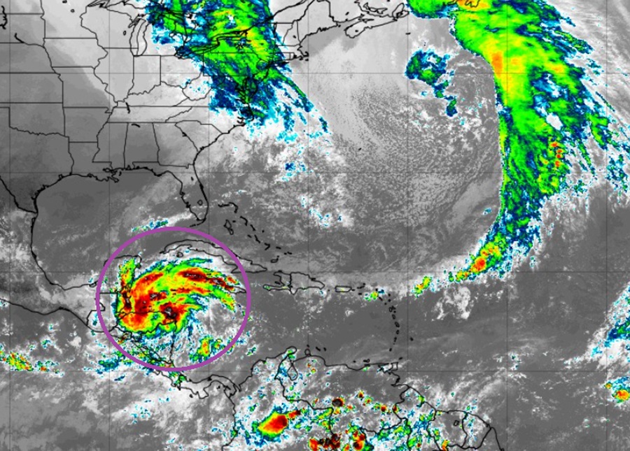 Latest view of Sara as it moves into Central America. Image: NOAA