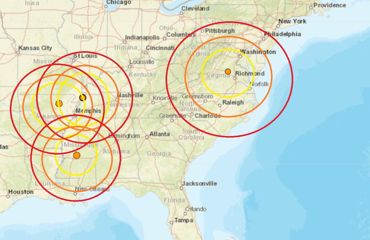 Thanksgiving Day earthquakes shake Virginia, Mississippi, Tennessee and Arkansas