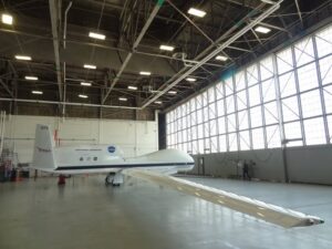 We took this picture of a drone used in the HS3 mission here at a hangar inside NASA Wallops spaceport.  Image: Weatherboy