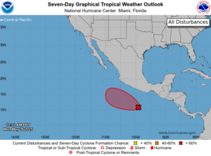 A tropical cyclone is likely to form in the red area over the coming days. Image: NHC